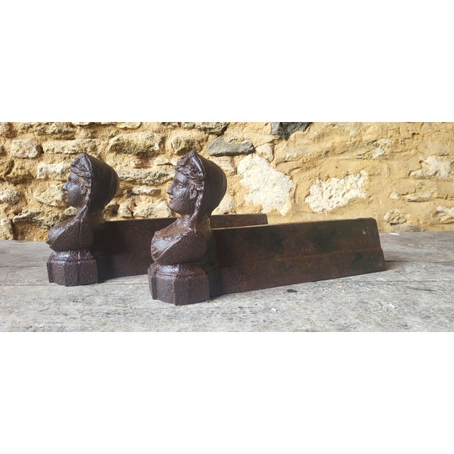Cast Iron Andirons, 19th Century, Set of 2 For Sale - Image 4 of 6