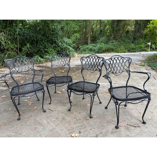 Woodard Florentine Orleans Pattern Iron Patio Chairs - Set of 4 For Sale In Atlanta - Image 6 of 12