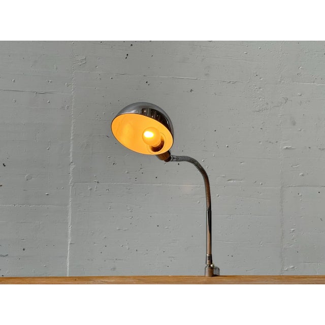 Bauhaus Space Age Chrome Clamp Lamp with Gooseneck, 1970s For Sale - Image 3 of 16