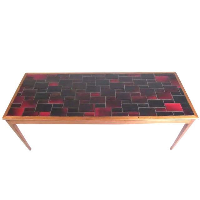 Mid-Century Modern Tile Top Coffee Table For Sale