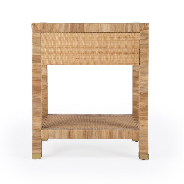 Corfu 24 in. W Rectangular Rattan 1 Drawer Nightstand with Lower Open Shelf For Sale - Image 9 of 11