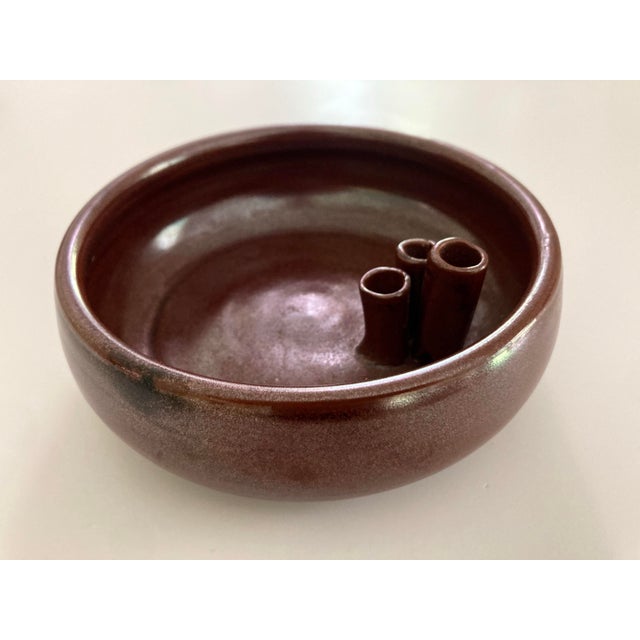 Ceramic Hand Crafted and Signed Glazed Ceramic Ikebana Flower Bowl For Sale - Image 7 of 10