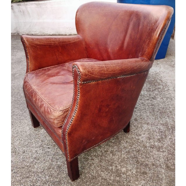 English Academic Charm & Unmatched Craftsmanship With the Iconic Professor's Leather Chair From Restoration Hardware. For Sale - Image 3 of 12