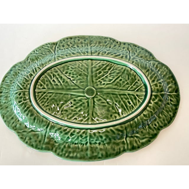 Mid-Century Modern Vintage Portuguese Bordallo Pinheiro Cabbage Ware Platter 15" For Sale - Image 3 of 5