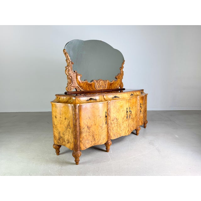 Baroque Italian Late Baroque Rococo Sideboard in Walnut from La Permanente Mobili Cantù, 1920 For Sale - Image 3 of 14