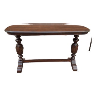 Refinished St John Jacobean Style Walnut Library Console Table, Circa 1920s For Sale