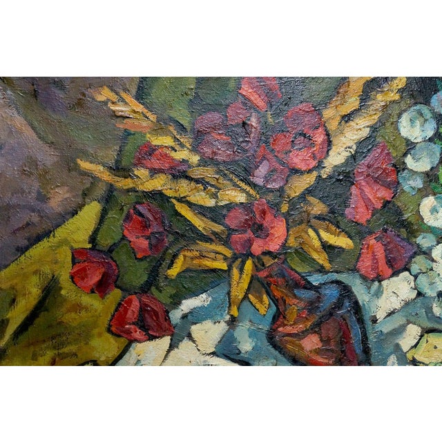 Expressionism 1990s Oil Painting Flowers and Apples Kublik Mikhail Alekseevich For Sale - Image 3 of 12