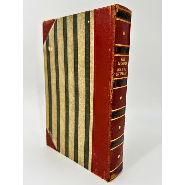 Rustic European Knud Rasmussen Leatherbound Book Vintage Norway For Sale - Image 3 of 8