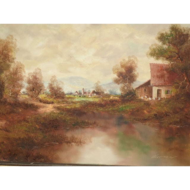 1950s Countryside Landscape Oil Painting Signed Messmer, Framed For Sale In Los Angeles - Image 6 of 13