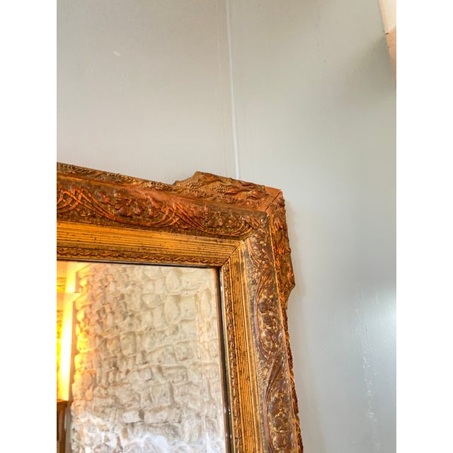 Wood Napoleon III Mirror in Stuccoed and Patinated Wood For Sale - Image 7 of 8