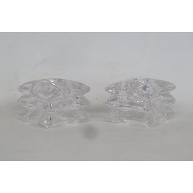 Mid-Century Modern Lead Crystal 3 Tiered Star Shaped Candle Stick Holders Pair of Two 4830b For Sale - Image 3 of 14
