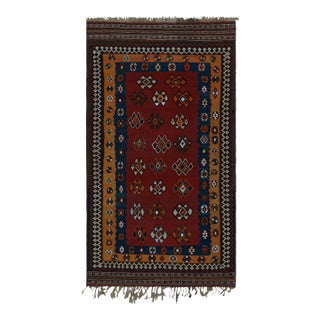 1950s Vintage Afghani Tribal Kilim Rug With Geometric Patterns For Sale