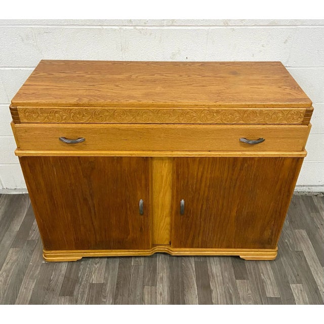 Vintage Valley Furniture Company Blonde Art Deco Style Sideboard Server