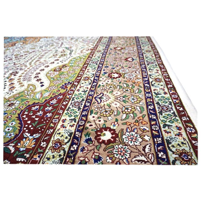Antique Persian Tabriz Pahlavi Wool 10X13 Ivory, Green, Pink & Taupe Handmade Area Rug #9902869 For Sale - Image 11 of 13