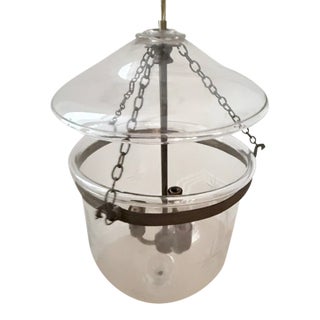 Antique ﻿early 19th Century Hand Blown Glass Bell Jar Lantern With Original Brass Fittings For Sale