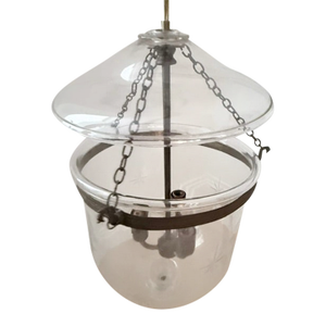 Antique ﻿early 19th Century Hand Blown Glass Bell Jar Lantern With Original Brass Fittings