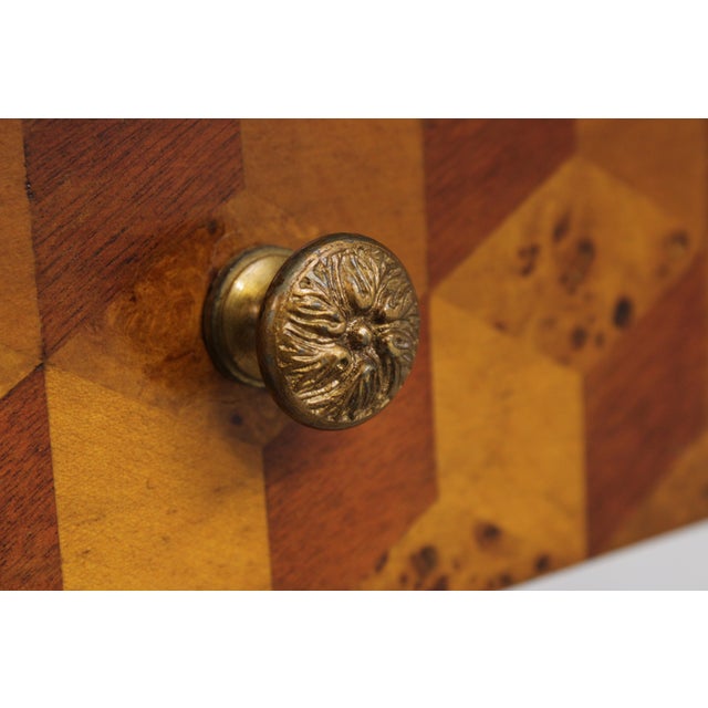 Theodore Alexander Attributed Marquetry Inlaid Leather Top Writing Desk For Sale - Image 12 of 17