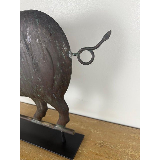 Antique Copper Pig Folk Art Weathervane on Custom Iron Stand For Sale In Los Angeles - Image 6 of 12