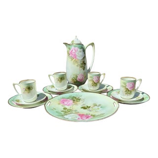 Early 20th Century r.s. Germany Chocolate Tea Set With Charger - 14 Piece For Sale
