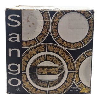 1980s Sango Roma Dinner Dishes Service Four Complete New Open Box Stoneware Set- 20 Pieces For Sale