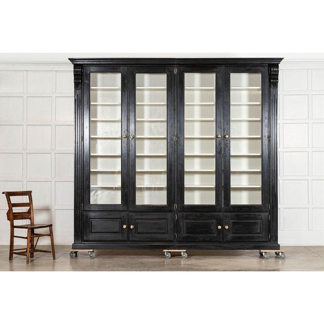 English Ebonised Mahogany Glazed Bookcase, 1940 For Sale - Image 4 of 17