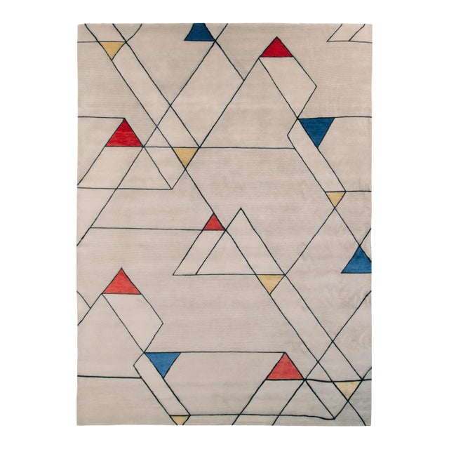 Rug & Kilim’s Mid-Century Modern Rug in Gray with Geometric Pattern, 9x12 For Sale