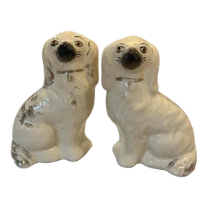 Pair of Vintage Mini Staffordshire Dogs