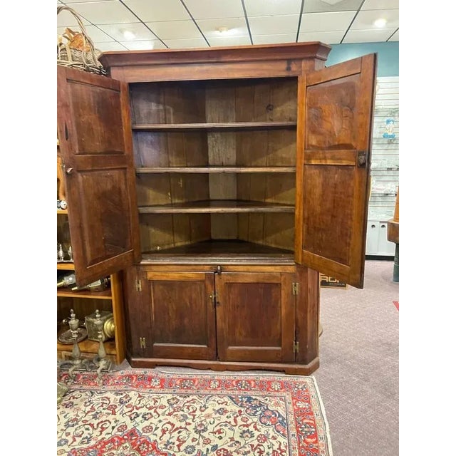 19th Century Antique Primitive Two Part Corner Cabinet For Sale - Image 9 of 13