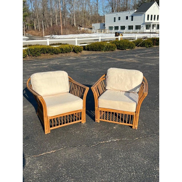 1970s 1970s Boho Chic Bamboo and Rattan Lounge Chairs in McGuire Style For Sale - Image 5 of 18