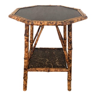 Antique English Tortoise Bamboo Octagonal Side Table / End Table / Drinks Table For Sale