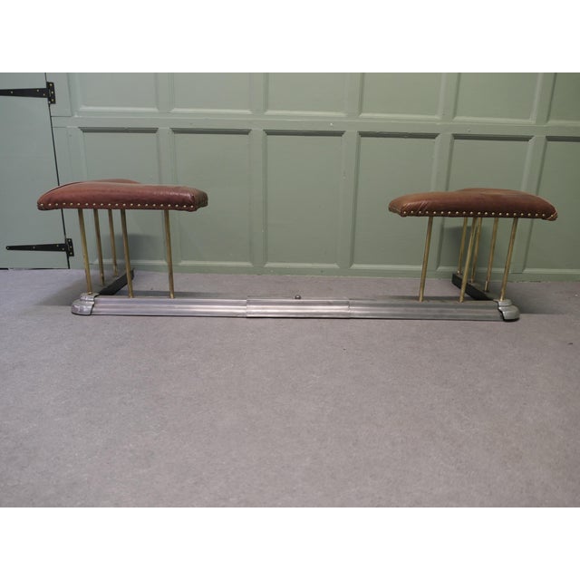 Art Deco Extending Steel and Leather Club Fender, 1920 For Sale - Image 3 of 8