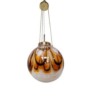Vintage Hanging Lamp with Brass Frame from Kaiser, 1970s For Sale