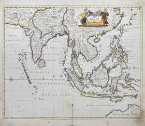 Tabula Indiae Orientalis Map Etching by Frederick de Wit, 1680s