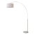 1960s Scallop 92" Arc Floor Lamp, Satin Nickel, White Marble Base, Linen Shade For Sale