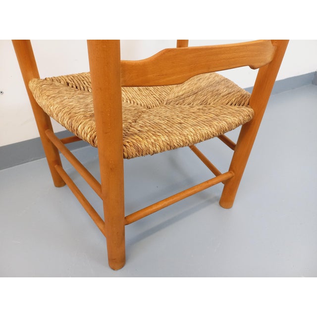 Vintage Armchair in Beech Wood and Straw, 1960s For Sale - Image 10 of 11