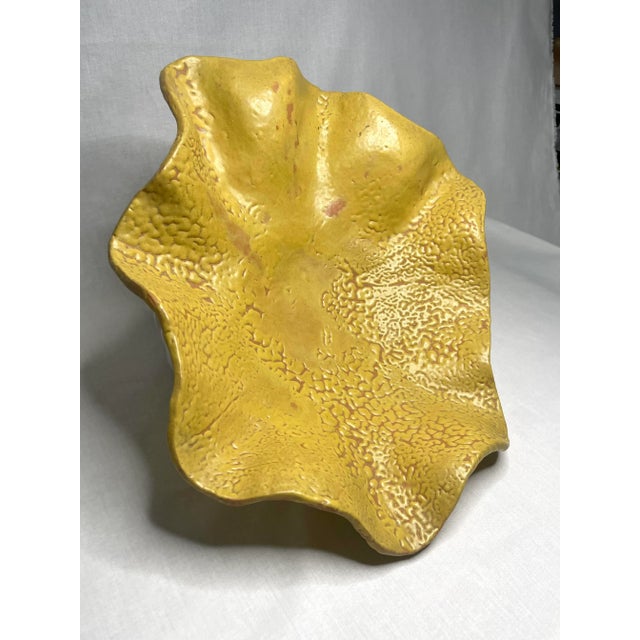 Vintage Organic Modern Studio Pottery Terra Cotta Decorative Bowl, Canary Yellow For Sale - Image 9 of 12