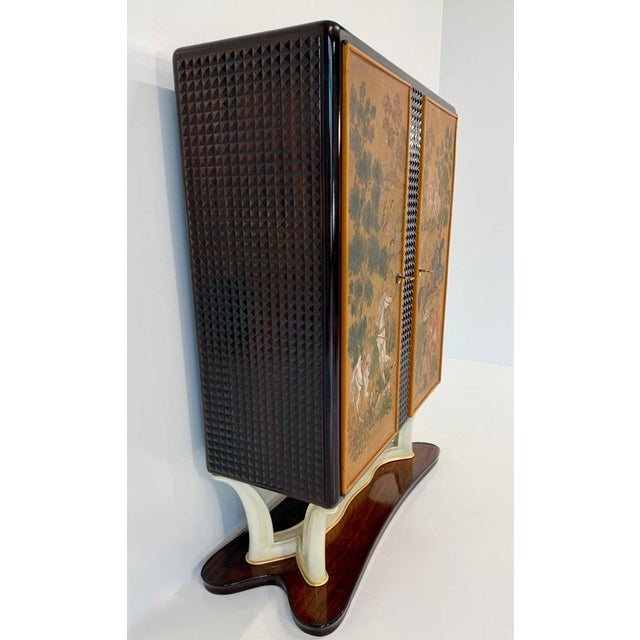 1940s Italian Bar Cabinet with Painted Panels, 1940s For Sale - Image 5 of 18
