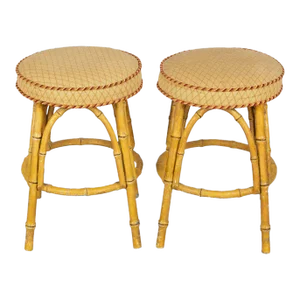 Late 19th Century Pair of English Faux Bamboo Stools