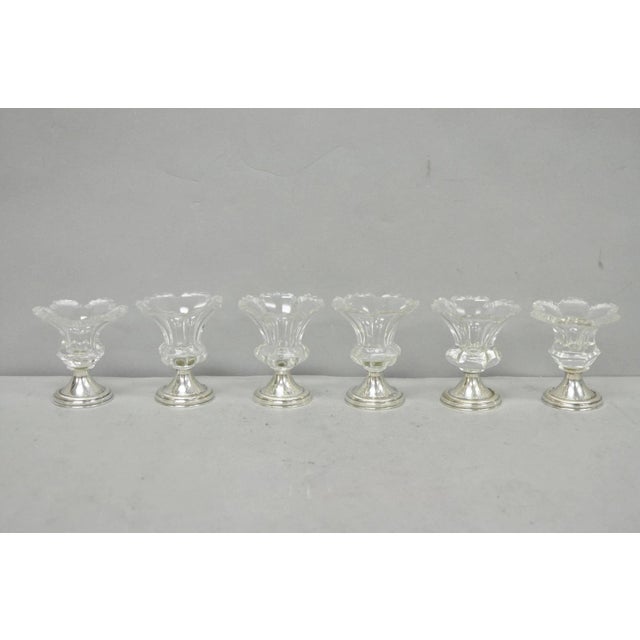 Metal Antique English Victorian Crystal Glass & Silver Sweetmeat Candy Nut Dish, Set 6 For Sale - Image 7 of 18