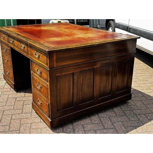 Partners Pedestal Desk in Walnut For Sale - Image 11 of 18