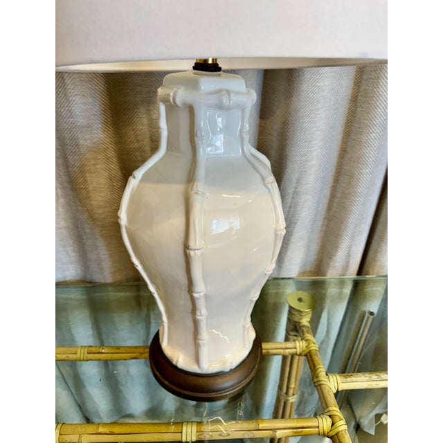 Metal Blanc De Chine Bamboo Style Lamp For Sale - Image 7 of 8