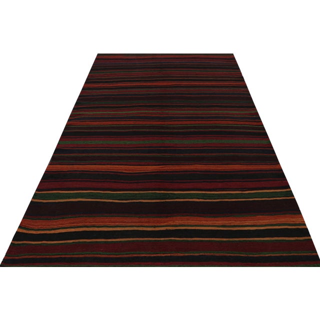 Tribal 1950s Vintage Afghan Tribal Kilim Rug With Colorful Stripes - 3x9 For Sale - Image 3 of 7