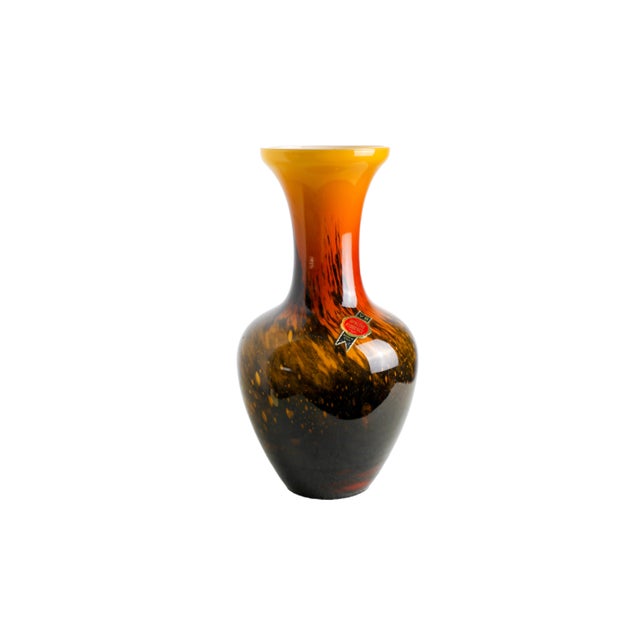 Vintage Orange and Black Glass Vase by Carlo Moretti for Opaline Empoli, 1970s For Sale - Image 12 of 12