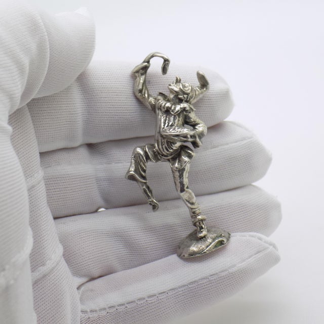 A characterful vintage Pulcinella sculpture, handcrafted in Italy during the 1970s/1980s in genuine Sterling Silver...