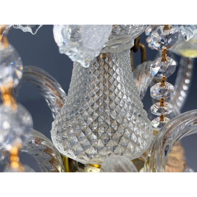 Gold 1960s Venetian Style, Large Chandeliers, Brass, Crystal - a Pair For Sale - Image 8 of 17