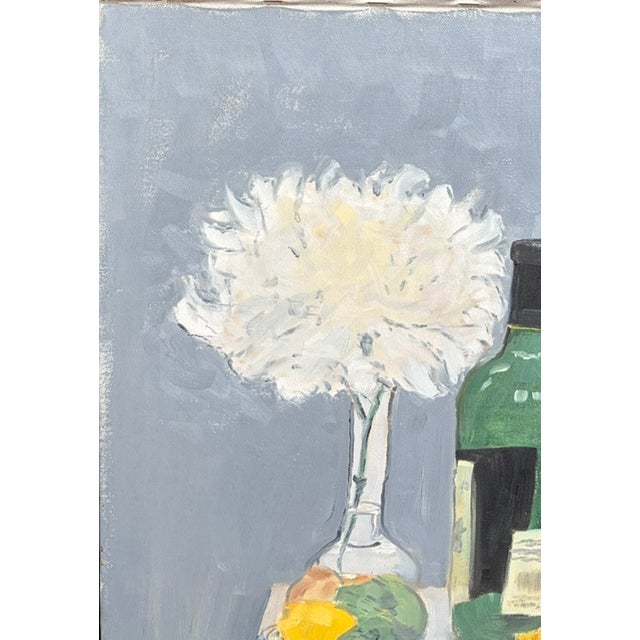 Original Still Life Painting - A Flower, Lemons, and Wine For Sale - Image 4 of 7