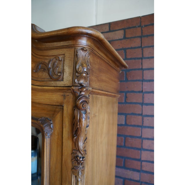 French Provincial Antique French Rococo Single Mirrored Door Armoire For Sale - Image 3 of 10