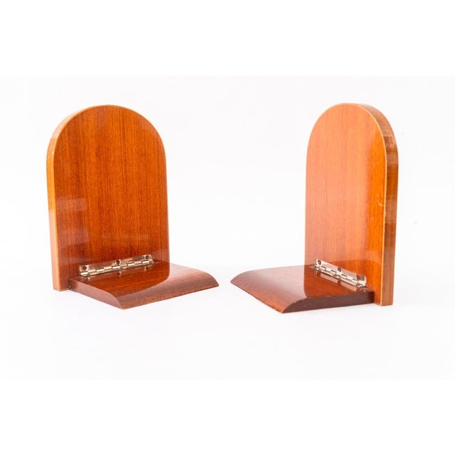 Bookends in Polished Wood with Inlays, 1960s, Set of 2 For Sale - Image 4 of 12