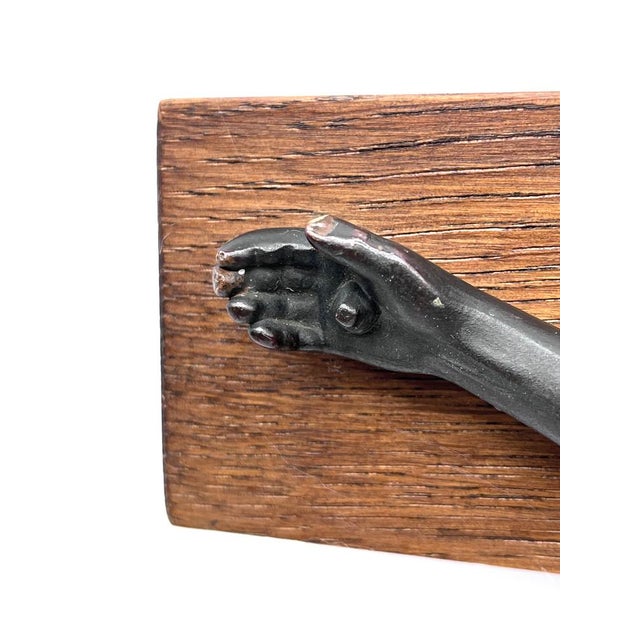 Vintage Crucifix in Bronze on Oak, 1920s For Sale - Image 10 of 15