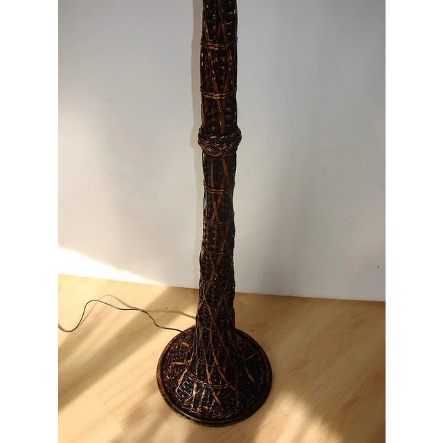 Rustic Floor Lamp in Rattan , 1950s For Sale - Image 3 of 8